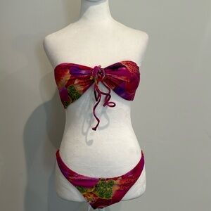 White Fox Boutique Pink and Green Bikini